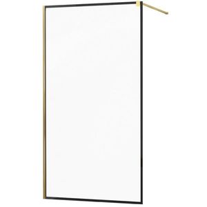 MEXEN/S - KIOTO Sprchová zástena WALK-IN 90x200 cm 8 mm, zlatá, čierny profil 800-090-101-50-70 vyobraziť