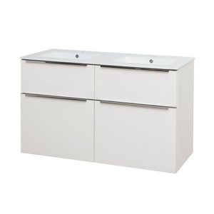 Mereo Mailo, kúpeľňová skrinka s keramickým umývadlom 121 cm, biela, chróm madlo CN513 vyobraziť