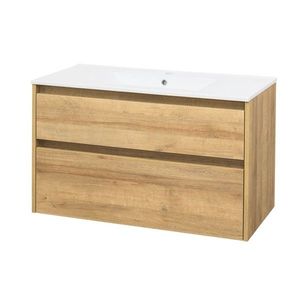 Mereo Opto, kúpeľňová skrinka s keramickým umývadlom 101 cm, dub Riviera CN922 vyobraziť