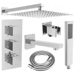 MEXEN/S - Cube DR02 podomietkový vaňový SET s vytokovou hubicou + slim sprcha 25, chróm 77503DR0225-00 vyobraziť