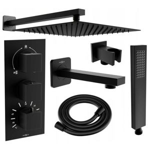 MEXEN/S - Cube DR02 podomietkový vaňový SET s vytokovou hubicou + slim sprcha 25, čierny 77503DR0225-70 vyobraziť