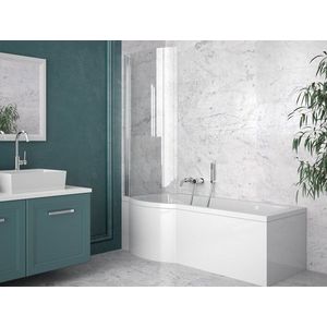BESCO - Asymetrická vaňa INSPIRO vrátane vaňovej zásteny - FARBA rámu - Hliník leštený, Nožičky k vani - Bez nožičiek, Rozmer vane - 170 × 70 cm, Výplň - Číre bezpečnostné sklo - 5 mm, Spôsob prevedenia - Pravé VANINSPIR170P vyobraziť