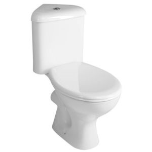 AQUALINE - CLIFTON Rohový WC kombi zadný odpad, biela FS1PK vyobraziť