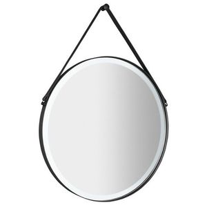 SAPHO - ORBITER guľaté zrkadlo s LED osvetlením, kožený popruh, ø 70cm, čierna mat ORL070 vyobraziť