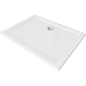 MEXEN/S - Flat sprchová vanička obdĺžniková slim 140 x 80, biela + zlatý sifón 40108014G vyobraziť
