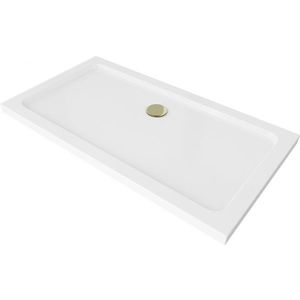 MEXEN/S - Flat sprchová vanička obdĺžniková slim 130 x 70, biela + zlatý sifón 40107013G vyobraziť