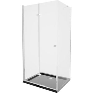 MEXEN/S - Lima sprchovací kút zalamovacie dvere 100 x 90, transparent, chróm + Flat čierna vanička so sifónom 856-100-090-01-00-4070 vyobraziť