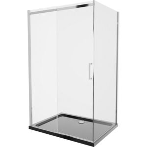 MEXEN/S - Omega sprchovací kút 100x90, transparent, chróm + čierna vanička so sifónom 825-100-090-01-00-4070 vyobraziť