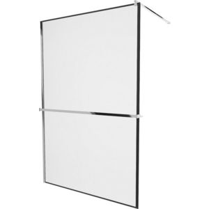 MEXEN/S - KIOTO Sprchová zástena WALK-IN s poličkou a držiakom uterákov 120 x 200, transparent/čierna 8 mm, chróm 800-120-121-01-70 vyobraziť