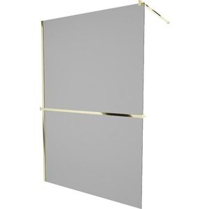MEXEN/S - KIOTO Sprchová zástena WALK-IN s poličkou a držiakom uterákov 120 x 200, grafit 8 mm, zlatá 800-120-121-50-40 vyobraziť