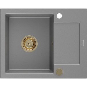 MEXEN/S MEXEN/S - Enzo granitový drez 1 s odkvapkávačom 576x465 mm, sivá, + zlatý sifón 6506571005-71-G vyobraziť