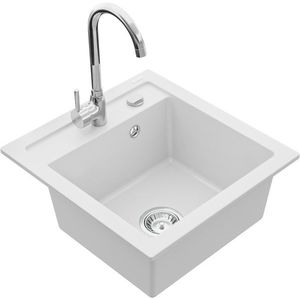 Granitový dřez MEXEN VITO bílý + baterie Telma chrom vyobraziť