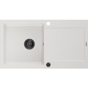 MEXEN/S - Leo granitový drez 1 s odkvapkávačom 900x500 mm, biela, + čierny sifón 6501901010-20-B vyobraziť