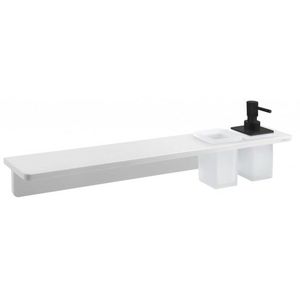 SAPHO - ABELINE polica, pohár + dávkovač/čierna, 600, Rockstone, biela mat AE602-0101-03 vyobraziť