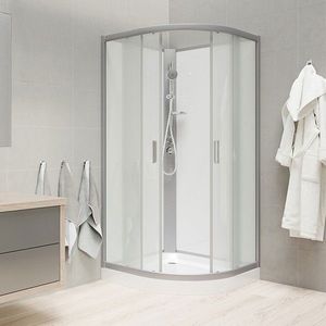 Mereo Sprchový box, čtvrtkruh, 80 cm, satin ALU, sklo Point, zadní stěny bílé, SMC vanička, bez stříšky CK35172KBW vyobraziť