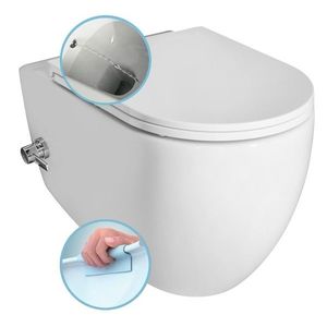 ISVEA - INFINITY CLEANWASH závesná WC misa, integrovaná batéria a bidetová spŕška, Rimless, 36, 5x53cm, biela 10NFS1005I vyobraziť