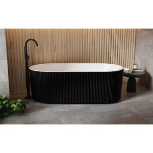 BESCO - Voľne stojaca vaňa GIULIANA čierna/biela, sifón so štrbinovým prepadom - Farba - Čierna / biela, Farba sifónu - Grafitová, Rozmer vane - 150 × 75 cm VANGIU150BWNG vyobraziť