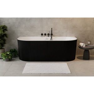 BESCO - Voľne stojaca vaňa LEYA čierna/biela, sifón so štrbinovým prepadom - Farba - Čierna / biela, Farba sifónu - Grafitová, Rozmer vane - 150 × 75 cm VANLEY150BWNG vyobraziť