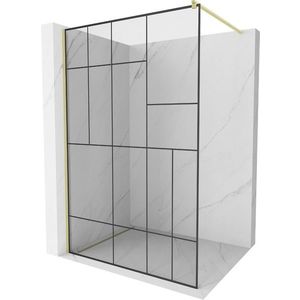 MEXEN/S - Kioto Sprchová zástena WALK-IN 100 x 200, čierny vzor 8 mm, zlatá kartáčovaná 800-100-101-55-78 vyobraziť