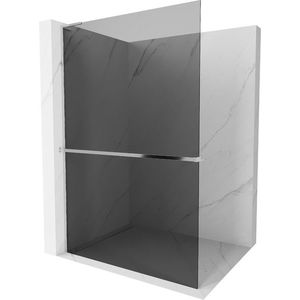 MEXEN/S - Kioto+ L Sprchová zástena WALK-IN s poličkou a držiakom uterákov 100 x 200, grafit, chróm 800-100-123-01-40 vyobraziť
