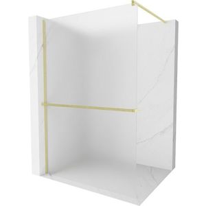 MEXEN/S - Kioto+ Sprchová zástena s poličkou WALK-IN 120 x 200, dekor, zlatá kartáčovaná 800-120-121-55-30 vyobraziť