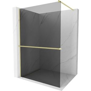 MEXEN/S - Kioto+ Sprchová zástena WALK-IN s poličkou a držiakom uterákov 100 x 200, grafit, zlatá kartáčovaná 800-100-121-55-40 vyobraziť