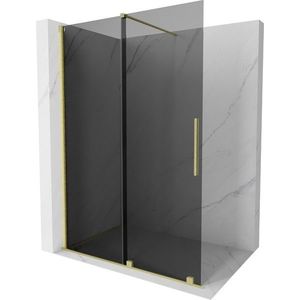 MEXEN/S - Velar Sprchová zástena posuvná Walk-in 150 x 200, grafit 8 mm, zlato kartáčovaná 871-150-000-43-55 vyobraziť