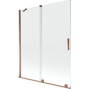 MEXEN/S - Velar Dvojkrídlová posuvná vaňová zástena 140 x 150, transparent, růžové zlato 896-140-000-01-60 vyobraziť
