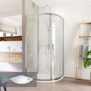 Mereo Sprchovací set: LIMA, štvrťkruh, 100 cm, chróm ALU, sklo Číre, vanička z liatého mramoru CK608B63KM vyobraziť