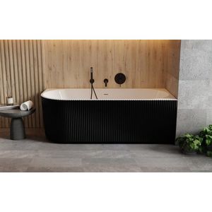 BESCO - Voľne stojaca vaňa DENAYA čierna/biela, sifón so štrbinovým prepadom - Farba - Čierna / biela, Farba sifónu - Čierna, Rozmer vane - 170 × 78 cm, Spôsob prevedenia - Pravé VANDENA170BWPB vyobraziť