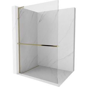 MEXEN/S - Kioto+ L Sprchová zástena WALK-IN s poličkou a držiakom uterákov 70 x 200, transparent, zlatá 800-070-123-50-00 vyobraziť