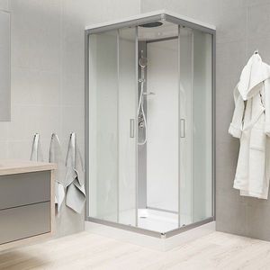 Mereo Sprchový box, štvorcový, 80cm, satin ALU, sklo Point, z. steny biele, SMC vanička, so strieškou CK34172KBSW vyobraziť