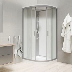 Mereo Sprchový box, štvrťkruh, 90 cm, satin ALU, sklo Point, z. steny bielej, liata vanička, so strieškou CK35122KMSW vyobraziť