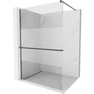 MEXEN/S - Kioto+ Sprchová zástena s poličkou WALK-IN 120 x 200, transparent/dekor, grafit kartáčovaná 800-120-121-66-35 vyobraziť