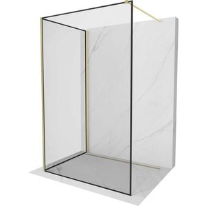 MEXEN/S - Kyoto Sprchová zástena WALK-IN 100 x 70, čierny vzor, zlatá kartáčovaná 800-100-212-55-70-070 vyobraziť
