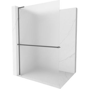MEXEN/S - Kioto+ L Sprchová zástena WALK-IN s poličkou a držiakom uterákov 100 x 200, dekor, grafit metal 800-100-123-95-30 vyobraziť
