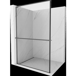 MEXEN/S - Kioto+ L Sprchová zástena WALK-IN s poličkou a držiakom uterákov 120 x 200, čierny vzor, grafit metal 800-120-123-95-70 vyobraziť
