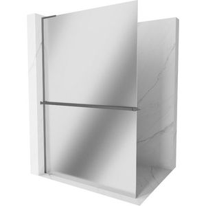 MEXEN/S - Kioto+ L Sprchová zástena WALK-IN s poličkou a držiakom uterákov 90 x 200, zrkadlové, grafit metal 800-090-123-95-50 vyobraziť
