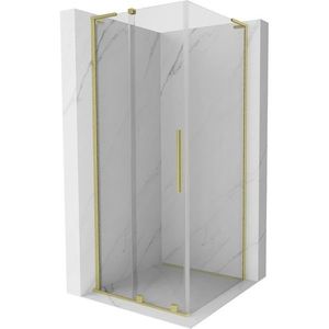 MEXEN/S - Velar L sprchovací kút, posuvné dvere 110 x 110, transparent, zlato kartáčovaná 871-110-110-03-55 vyobraziť