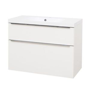 Mereo Mailo, kúpeľňová skrinka s umývadlom z liateho mramoru 101 cm, biela, chróm madlo CN512M vyobraziť