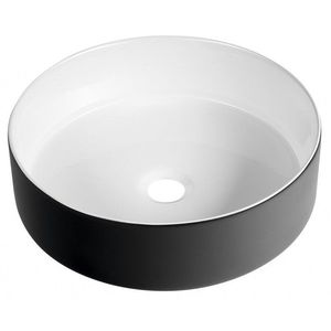 SAPHO - FIASTRA keramické umývadlo na dosku, priemer 40cm, biela/čierna mat FT801B vyobraziť