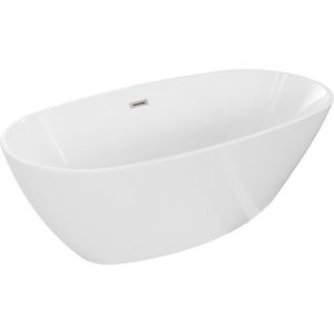 MEXEN/S - Eris voľne stojaca vaňa 155 x 80, biela, sifón a prepad nikel kartáčovaná 53441558000-97 vyobraziť