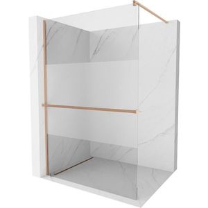 MEXEN/S - Kioto+ Sprchová zástena s poličkou WALK-IN 90 x 200, transparent/dekor, meď kartáčovaná 800-090-121-65-35 vyobraziť