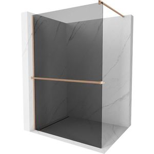 MEXEN/S - Kioto+ Sprchová zástena WALK-IN s poličkou a držiakom uterákov 110 x 200, grafit, meď kartáčovaná 800-110-121-65-40 vyobraziť
