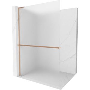 MEXEN/S - Kioto+ L Sprchová zástena WALK-IN s poličkou a držiakom uterákov 100 x 200, dekor, meď kartáčovaná 800-100-123-65-30 vyobraziť