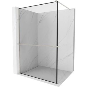 MEXEN/S - Kioto+ Sprchová zástena s poličkou WALK-IN 120 x 200, čierna vzor, nikel kartáčovaný 800-120-121-97-70 vyobraziť