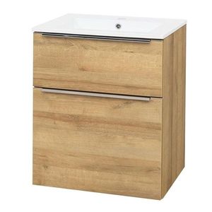 Mereo Mailo, kúpeľňová skrinka s keramickým umývadlom 61 cm, dub Riviera, chróm madlo CN520 vyobraziť