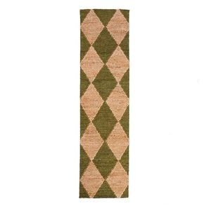 Zelený/v prírodnej farbe ručne tkaný behúň s prímesou juty 80x230 cm Effie Diamond – Flair Rugs vyobraziť