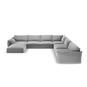 Svetlosivá zamatová rohová pohovka (pravý roh/do "U") Vanda – Mazzini Sofas vyobraziť