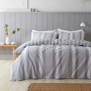Sivé flanelové obliečky na dvojlôžko 200x200 cm Ticking Stripe – Bianca vyobraziť